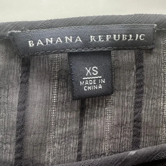Banana Republic Black Sheer Striped Scoop Neck Short Sleeve Top- XS - Picture 4 of 8